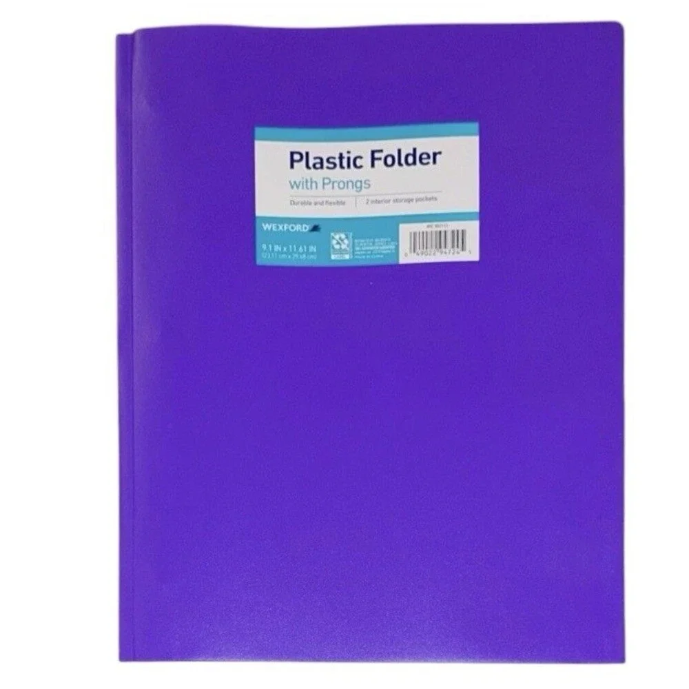 5x Wexford Plastic Folder w/ Prongs 2 Pocket 9.1x11.61